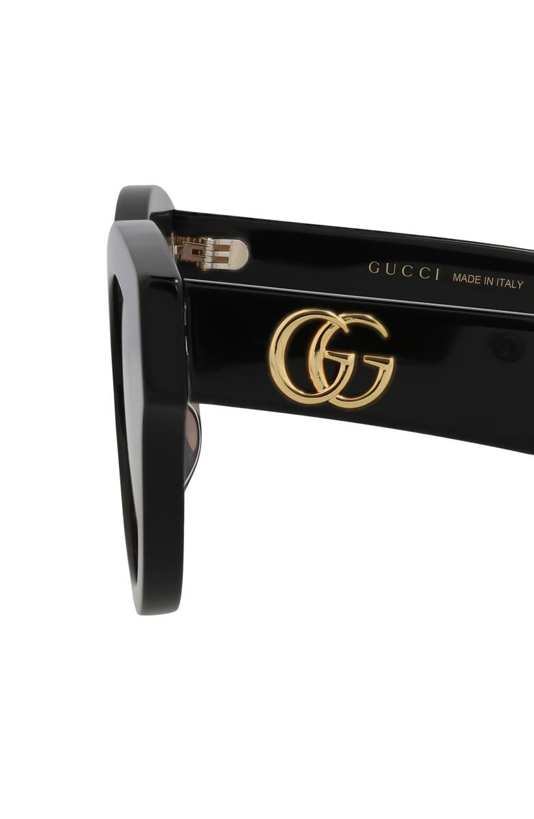 Gucci 51mm Cat Eye Sunglasses, Alternate, color, Black Black Brown