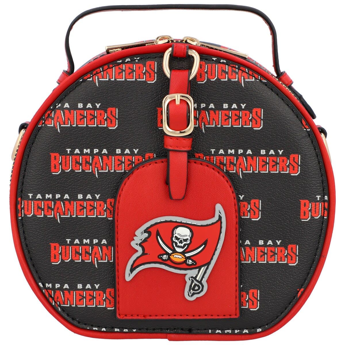 CUCE Tampa Bay Buccaneers Repeat Logo Round Bag, Main, color, Black