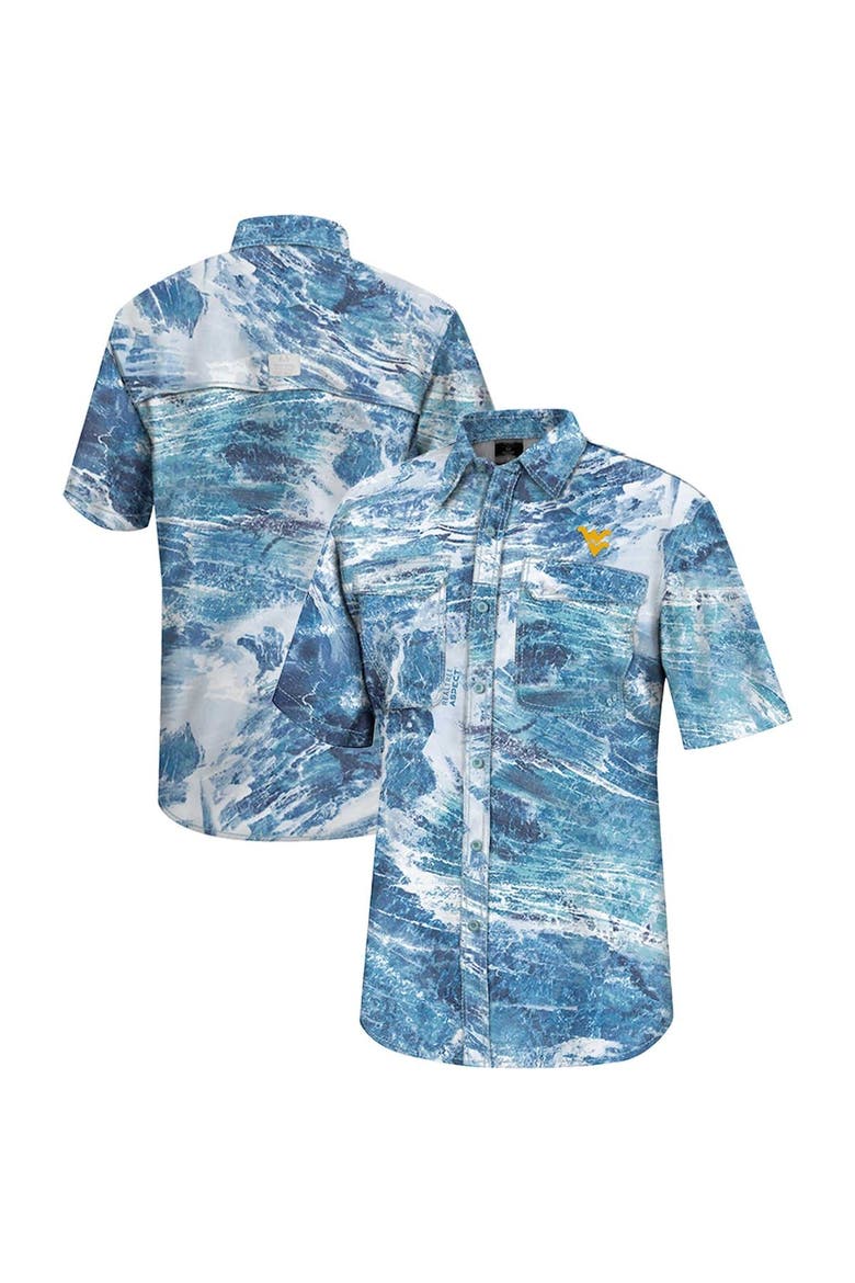 Men's Colosseum  Blue West Virginia Mountaineers Realtree Aspect Charter Full-Button Fishing Shirt, Main, color, Blue
