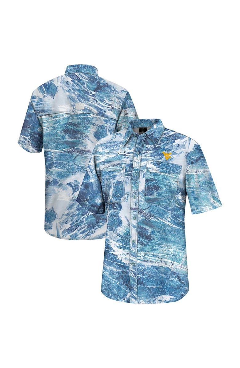COLOSSEUM Men's Colosseum Blue West Virginia Mountaineers Realtree Aspect Charter Full-Button Fishing Shirt, Main, color, Blue