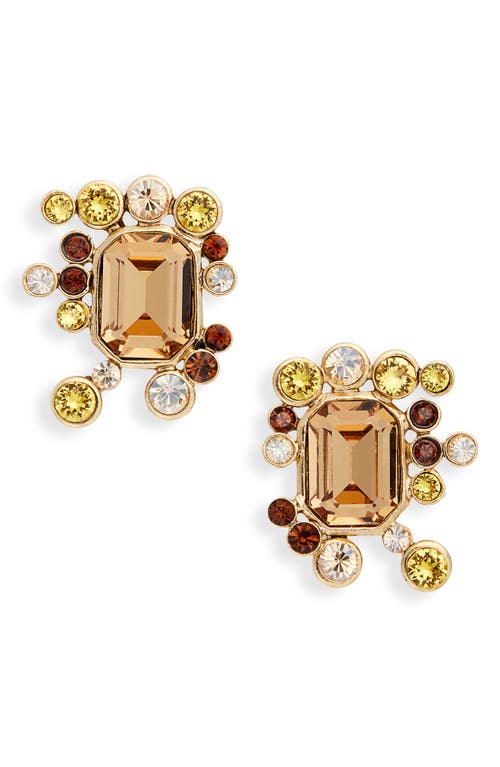 Oscar De La Renta Bezel Set Crystal Clip-on Earrings In Topaz