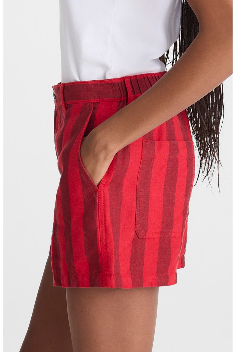 Zoe Linen Shorts, Alternate, color, ENAMEL RED