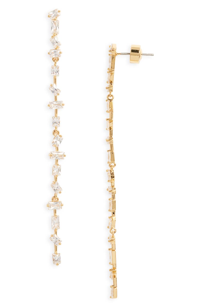 Nordstrom Dainty Mixed Cubic Zirconia Linear Drop Earrings, Main, color, Clear- Gold