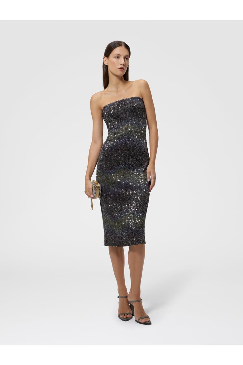 Dégradé Bustier Long Dress With Sequins, Alternate, color, Multicoloured