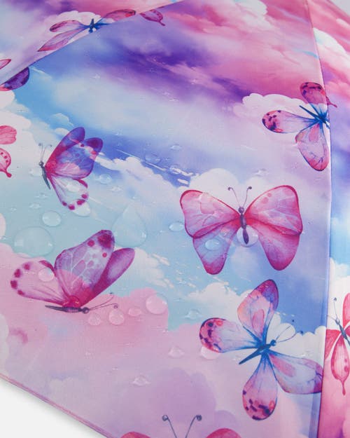 DEUX PAR DEUX DEUX PAR DEUX GIRL'S PRINTED UMBRELLA BUTTERFLIES ON MULTICOLORED BACKGROUND