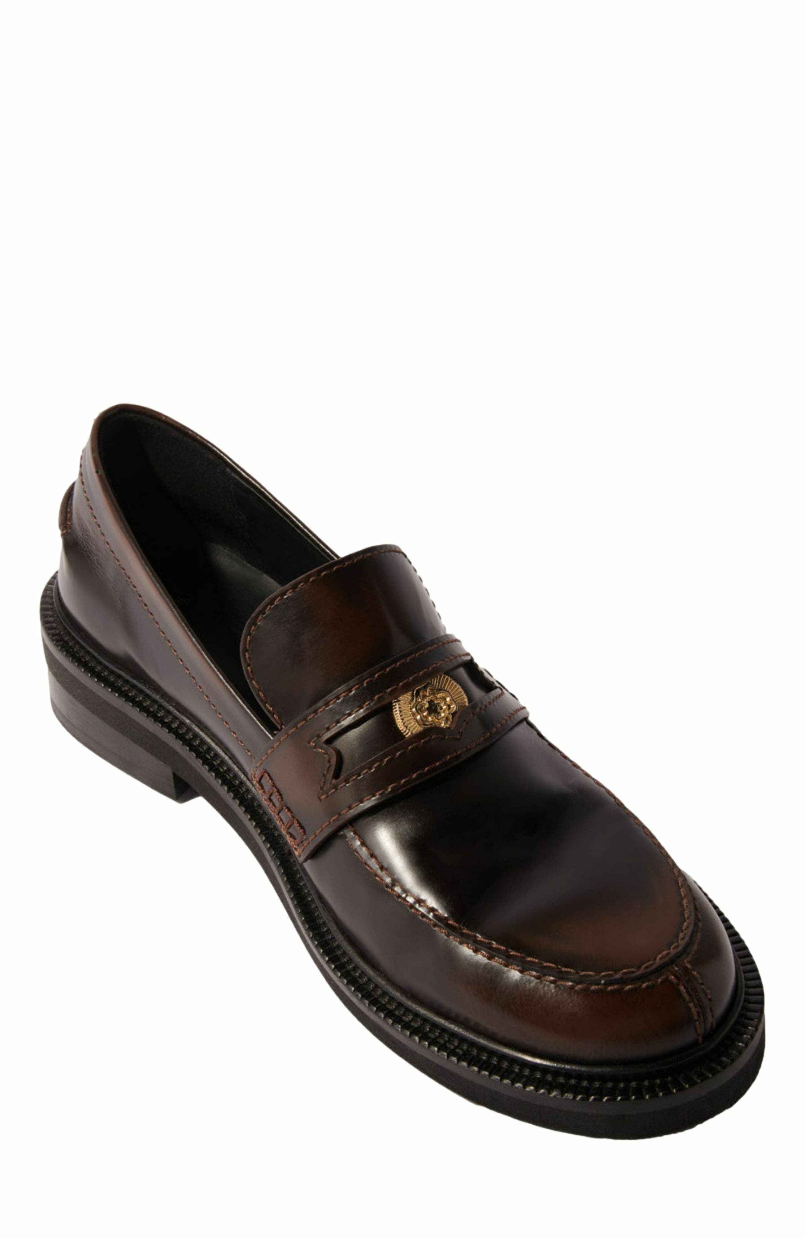 maje Brushed leather loafers, Alternate, color, 