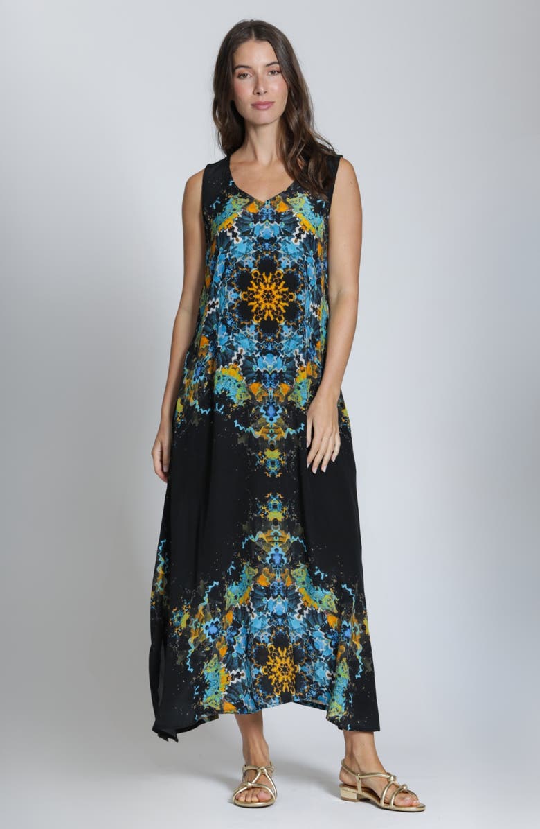APNY Sleeveless Maxi Dress, Alternate, color, Blackblue Multi