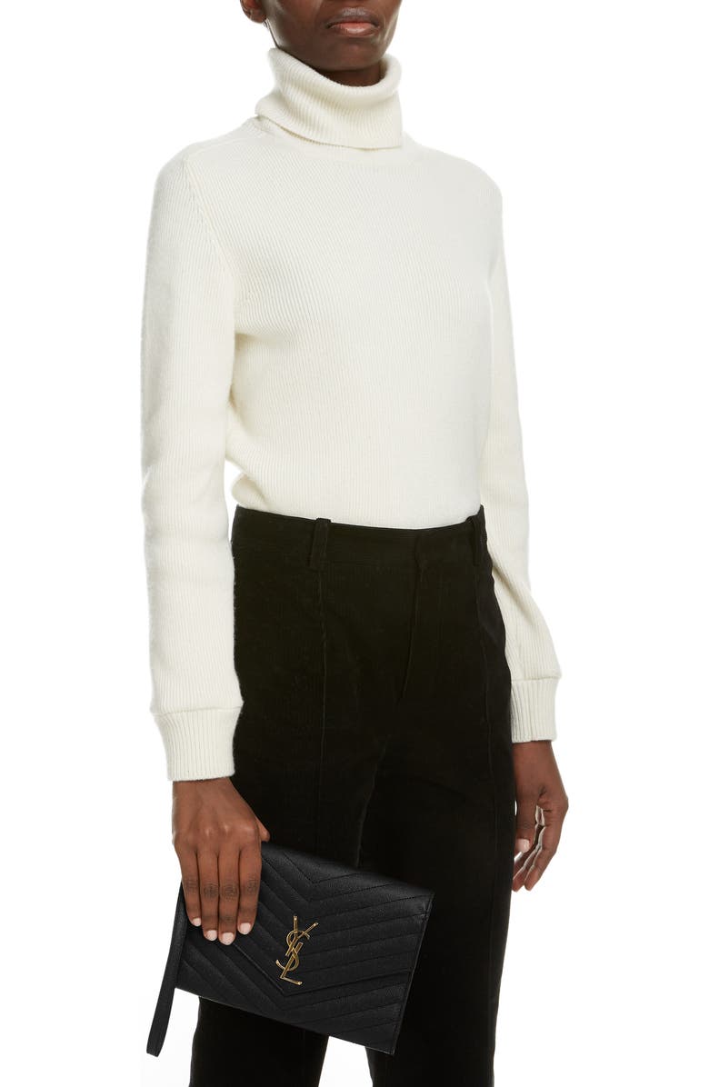 Saint Laurent Monogram Quilted Leather Clutch, Alternate, color,