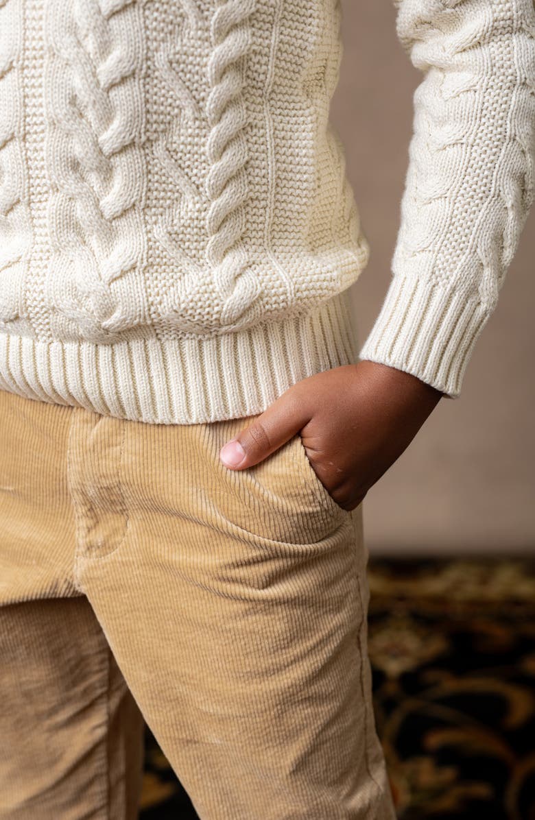 Hope & Henry Boys' Organic Mock Neck Cable Sweater, Kids, Alternate, color, Chunky Ivory Cable