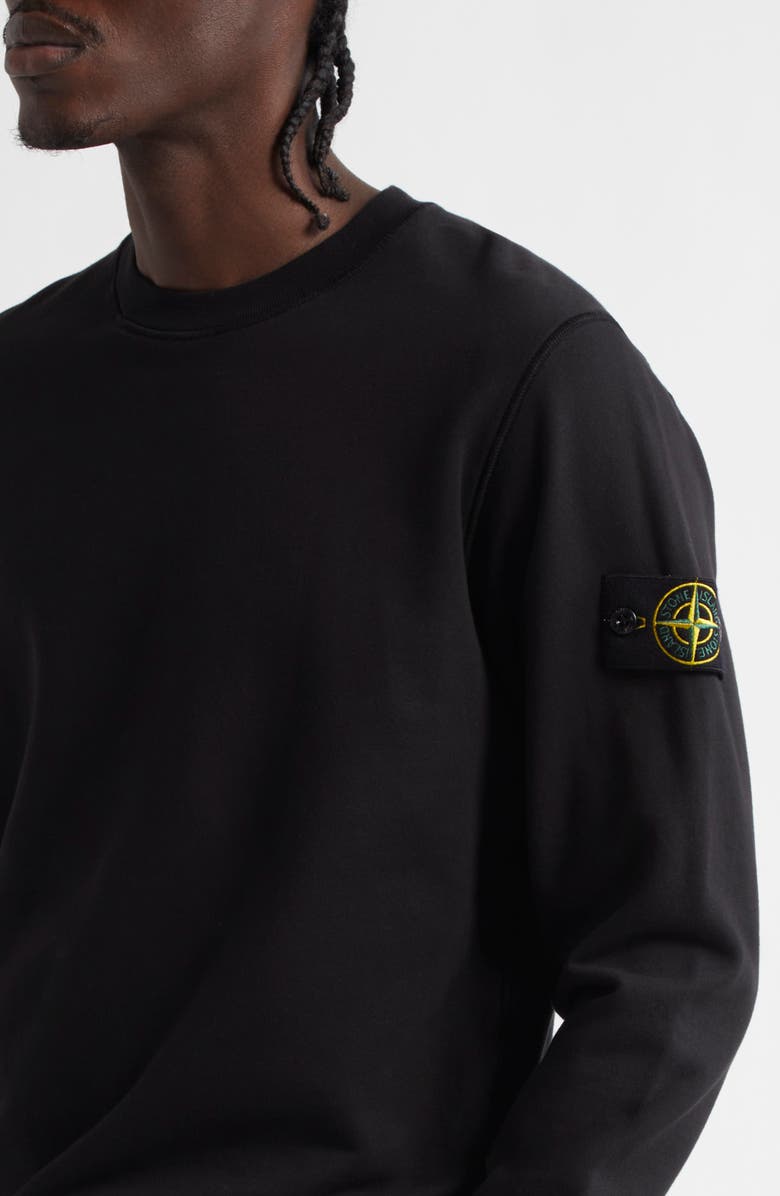 Stone Island Compass Logo Patch Fleece Sweatshirt, Alternate, color, Black