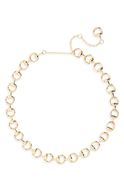 18K Gold Horsebit Link Necklace