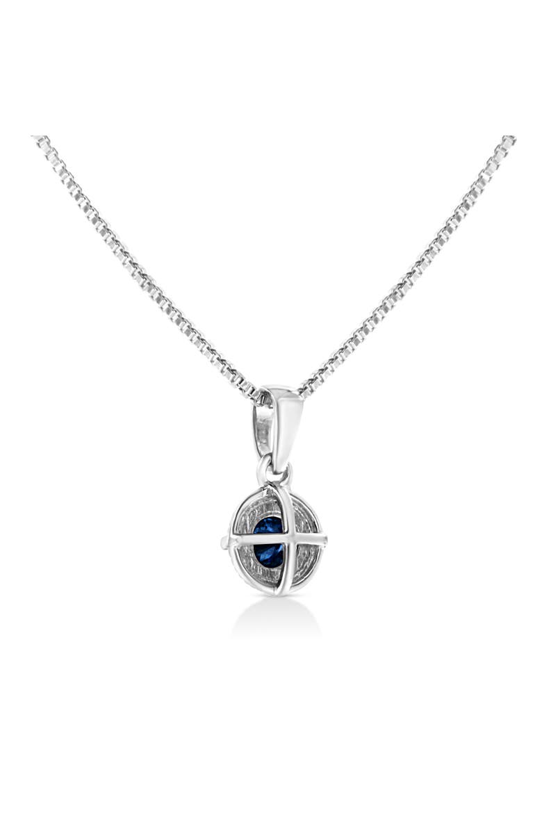 Silver 3/4 Cttw Treated Blue Diamond Solitaire 18" Milgrain Pendant Necklace, Alternate, color, Blue Diamond