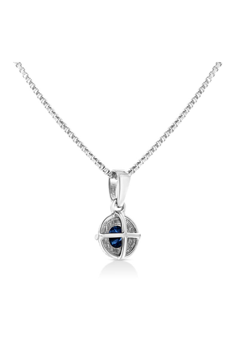 Haus of Brilliance Silver 3/4 Cttw Treated Blue Diamond Solitaire 18" Milgrain Pendant Necklace, Alternate, color, Blue Diamond