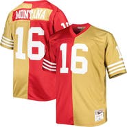 Mitchell & Ness Men's Mitchell & Ness Joe Montana Scarlet/Gold San Francisco 49ers Big & Tall Split Legacy Retired Player Replica Jersey