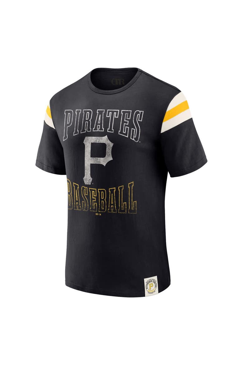 Men's Darius Rucker Collection by Fanatics Black Pittsburgh Pirates Distressed Sleeve Stripe T-Shirt, Alternate, color, Black