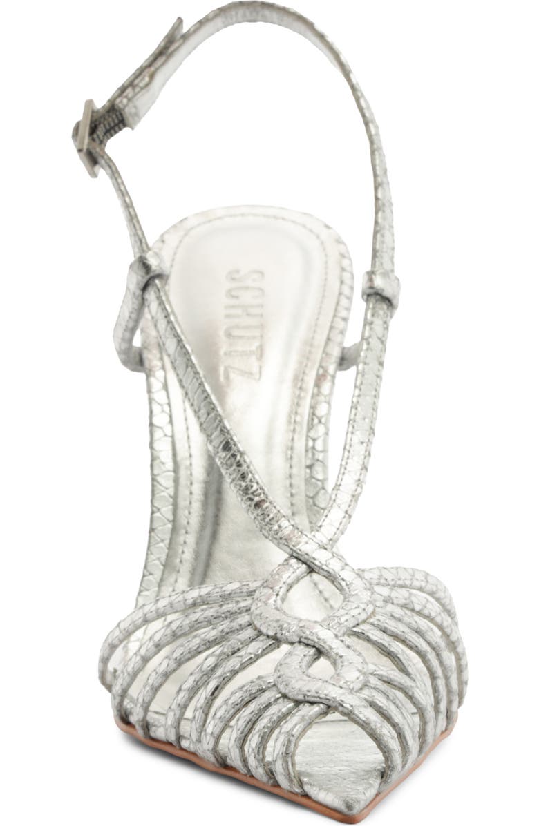 Schutz Seraphine Snakeskin Embossed Slingback Sandal, Alternate, color, Silver