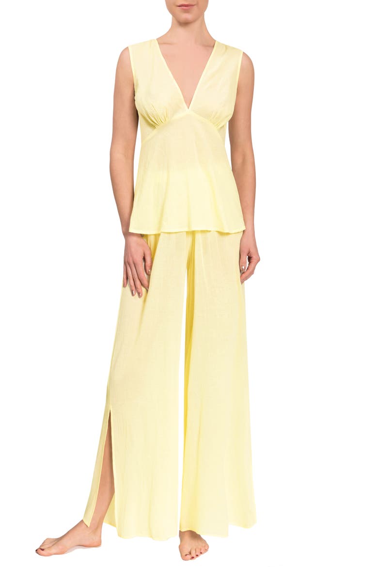 Deep V Wide Leg Pajamas, Main, color, LIMONCELLO