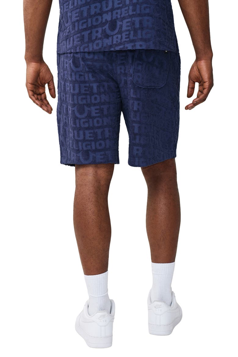 Logo Jacquard Terry Cloth Shorts, Alternate, color, MIDNIGHT BLUE
