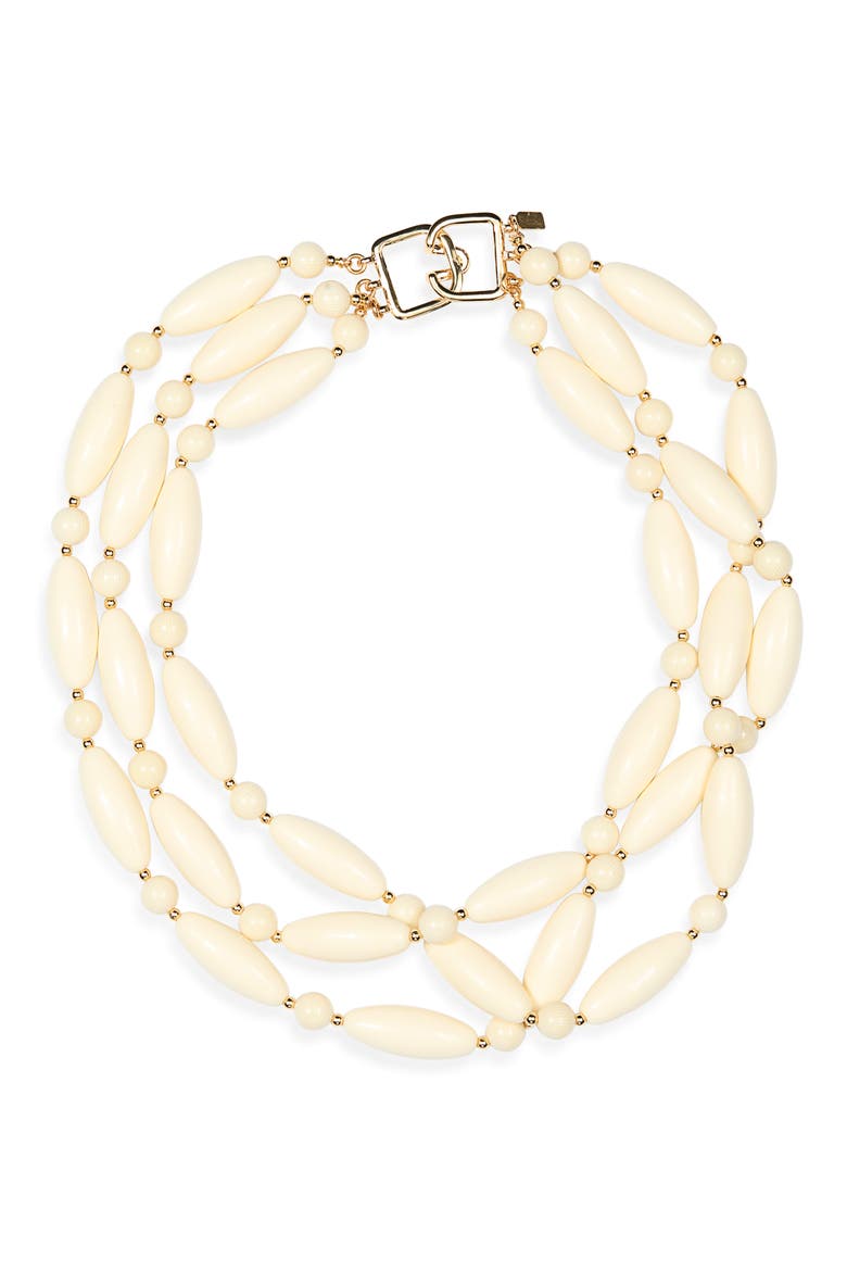 Wood Beaded Multistrand Necklace, Main, color, IVORY