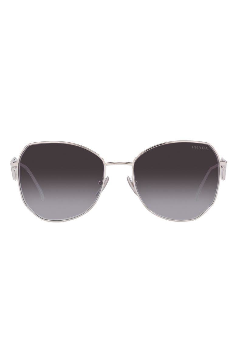 Prada 57mm Gradient Round Sunglasses, Main, color, Grey Gradient