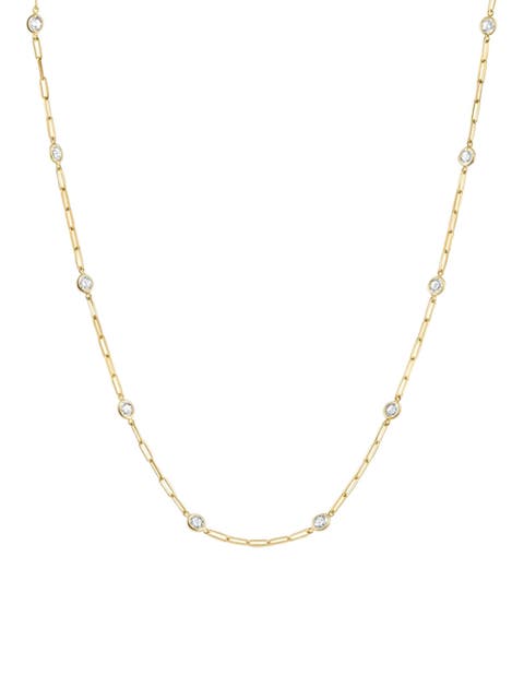 4Ct Diamond 14k Gold 18" Paper Clip Diamonds By Yard Necklace lab Grown