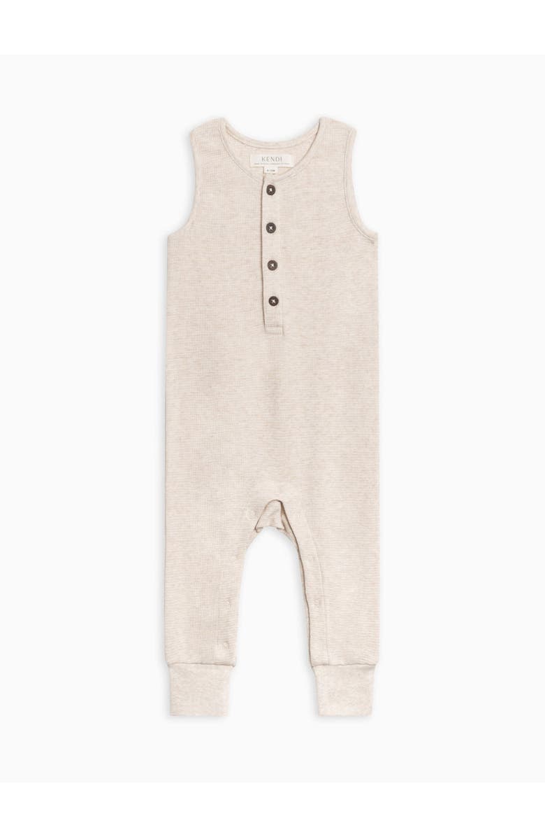 Colored Organics Organic Wade Waffle Tank Romper, Alternate, color, Heather Oat