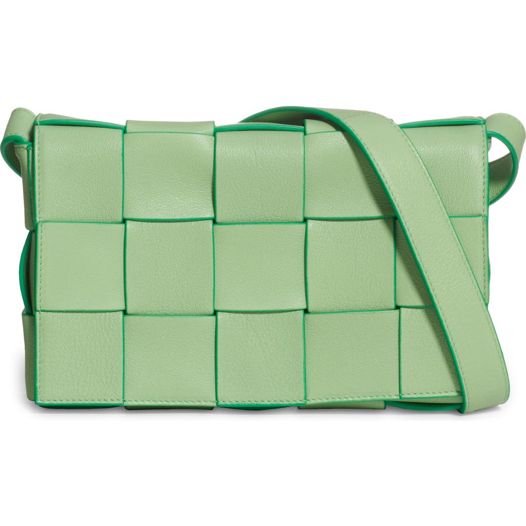 Bottega Veneta Cassette Intrecciato Leather Crossbody Bag In Green
