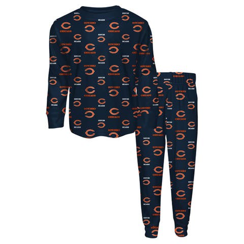 Youth Outerstuff Navy Chicago Bears All-Over-Print Long Sleeve T-Shirt and Pants Sleep Set