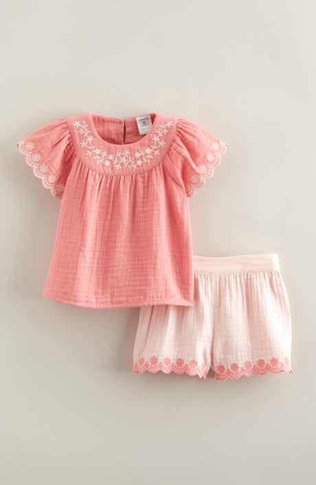 Nordstrom Flutter Sleeve Cotton Gauze Top & Shorts Set