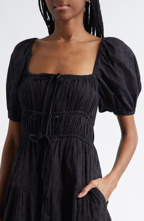Shop Ulla Johnson Palma Tiered Cotton Eylelet Dress In Noir
