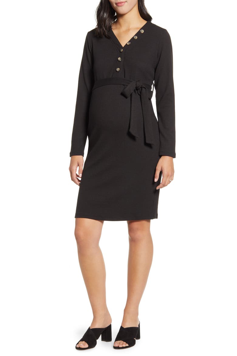 Long Sleeve Maternity Sweater Dress, Main, color, BLACK