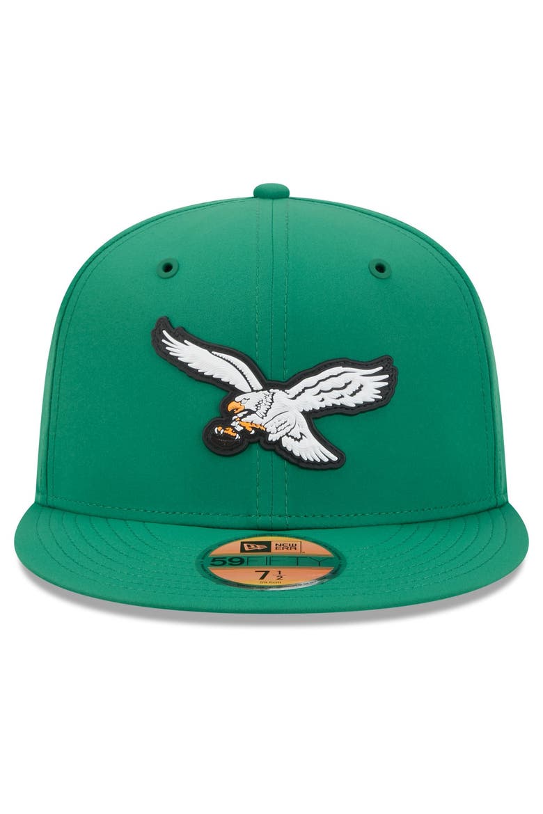 Men's New Era Kelly Green Philadelphia Eagles 2026 Sideline Throwback 59FIFTY Fitted Hat, Alternate, color, Kelly Green