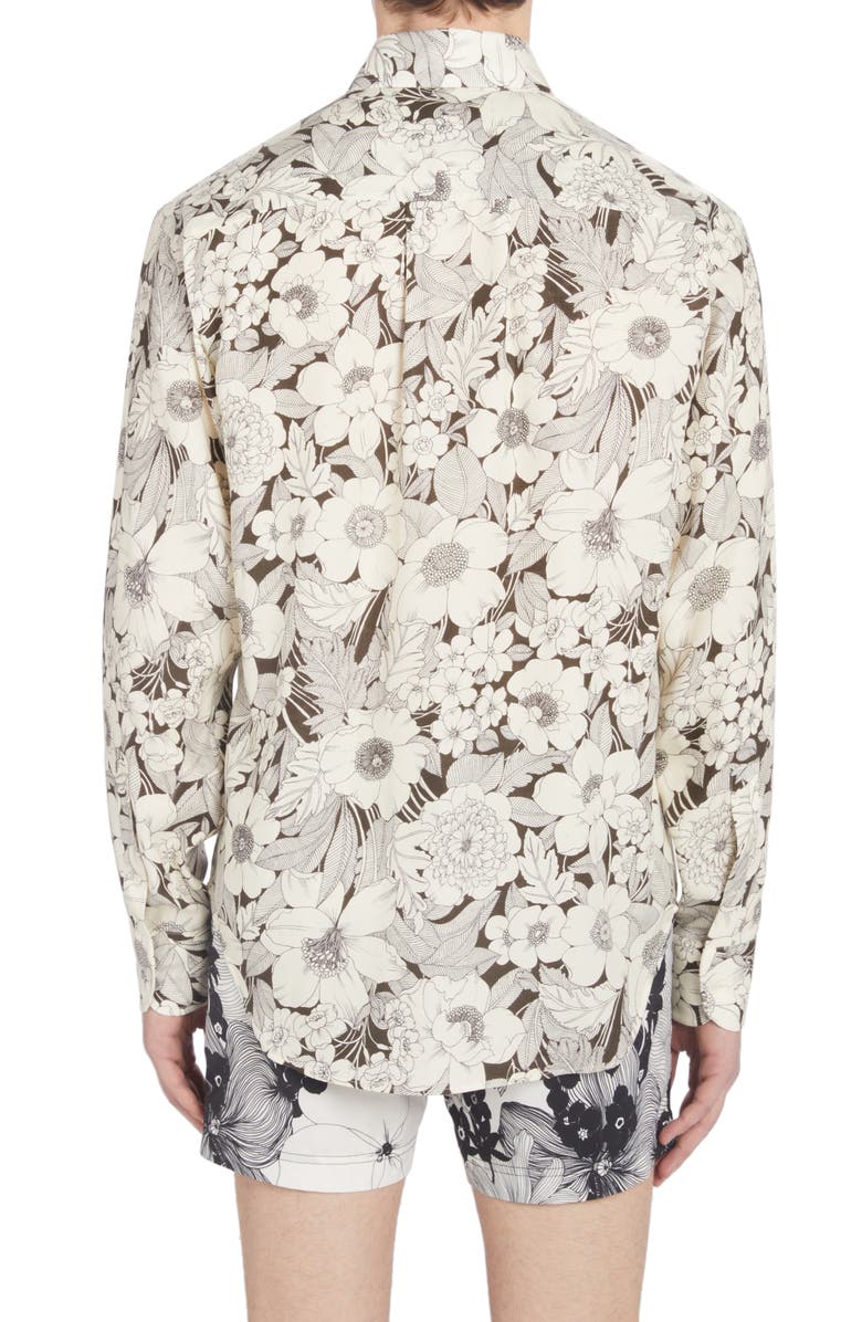 TOM FORD Fluid Fit Floral Print Button-Down Shirt, Alternate, color,