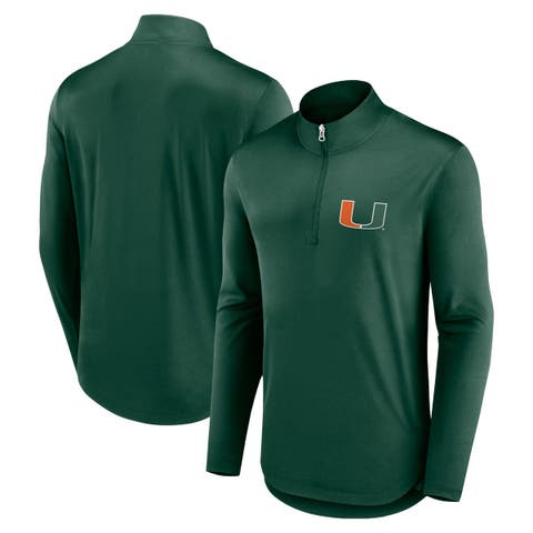 Men's Fanatics Branded Green Miami Hurricanes Quarterback Mock Neck Quarter-Zip Top
