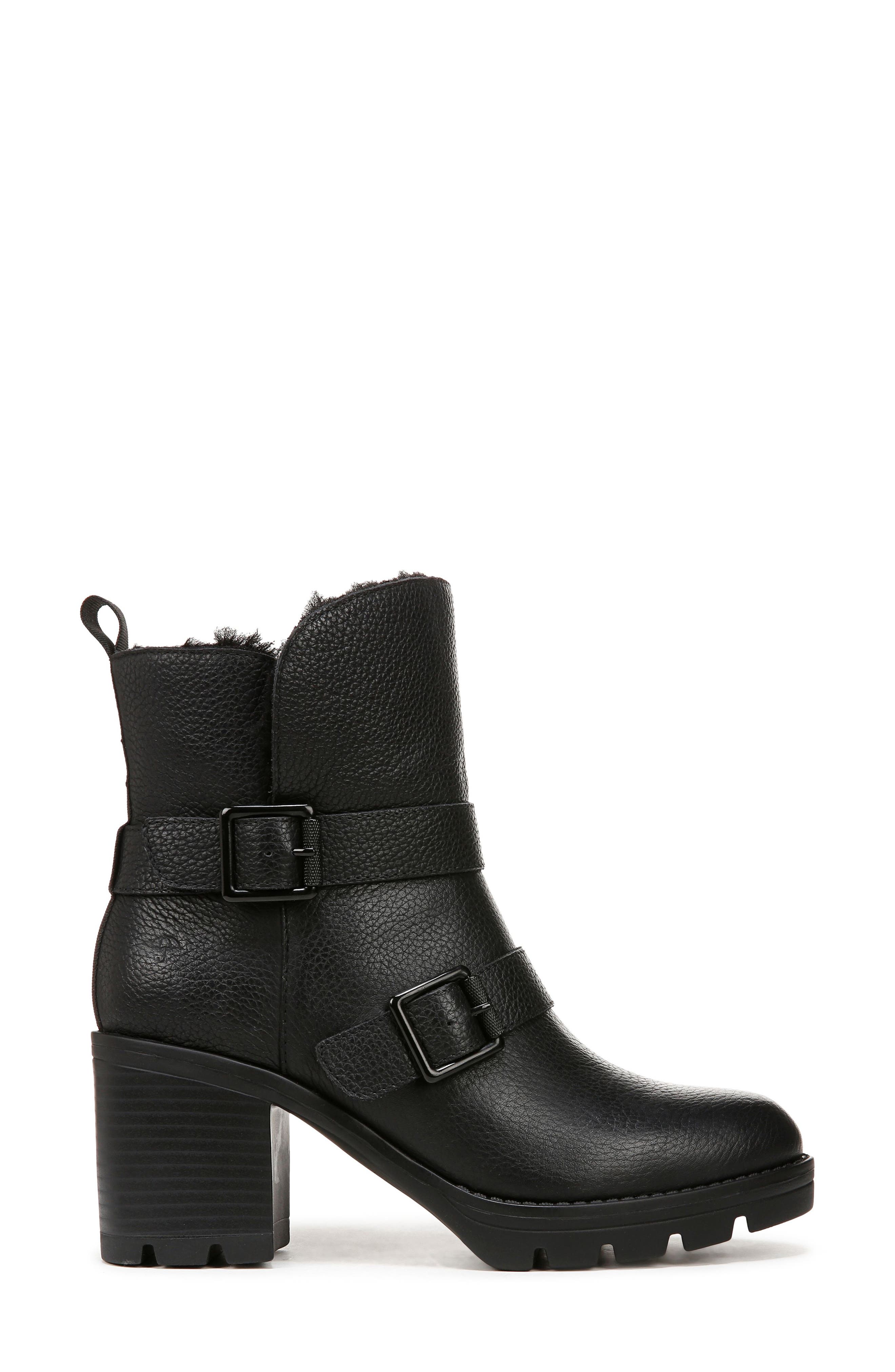 Naturalizer Verney Water Repellent Faux Fur Lined Platform Moto Bootie, Alternate, color, 