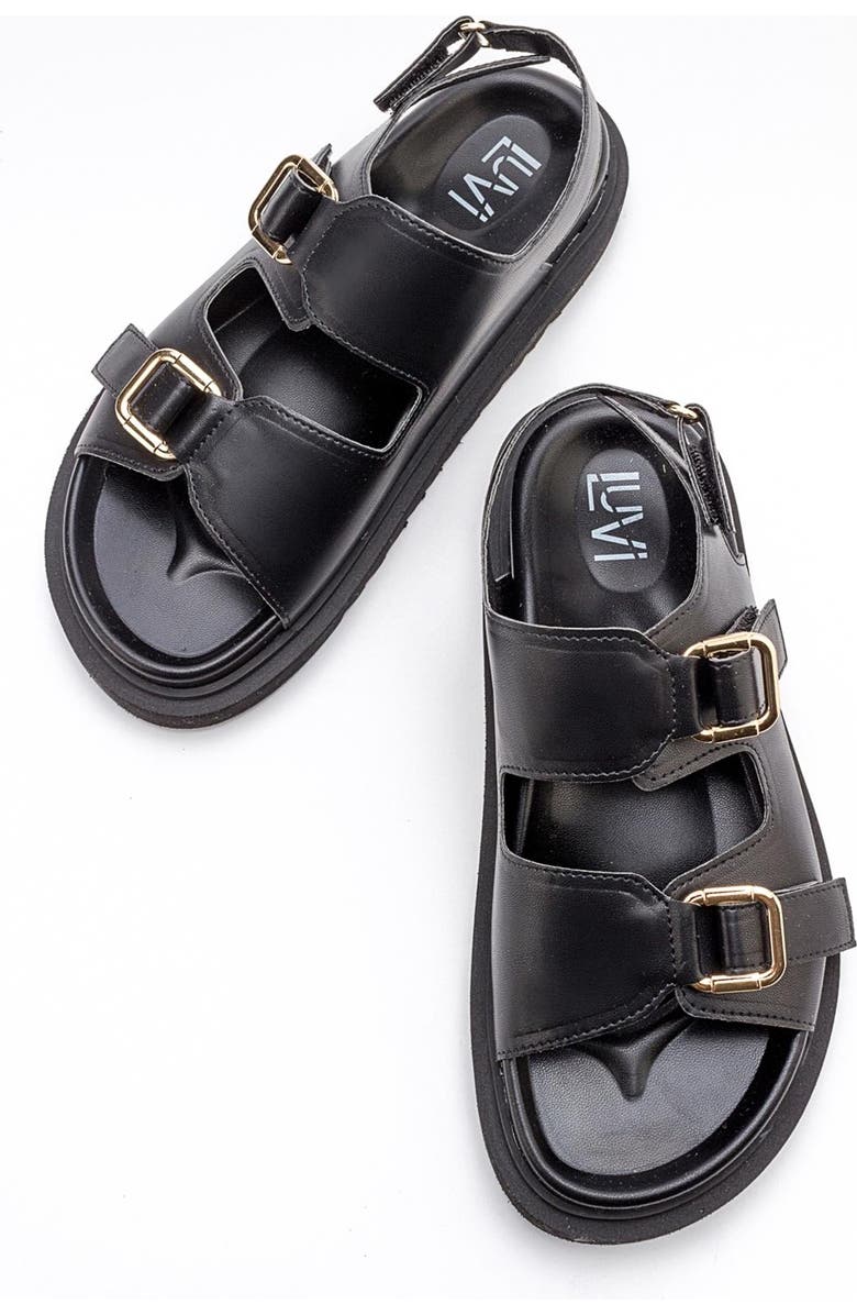 Prologue Shoes Hermosa Double Strap Sandal, Alternate, color, Black