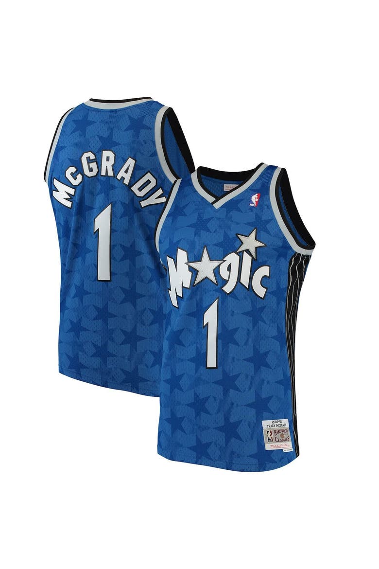 Men's Mitchell & Ness Tracy McGrady Blue Orlando Magic 2000-01 Hardwood Classics Swingman Jersey, Main, color, Blue