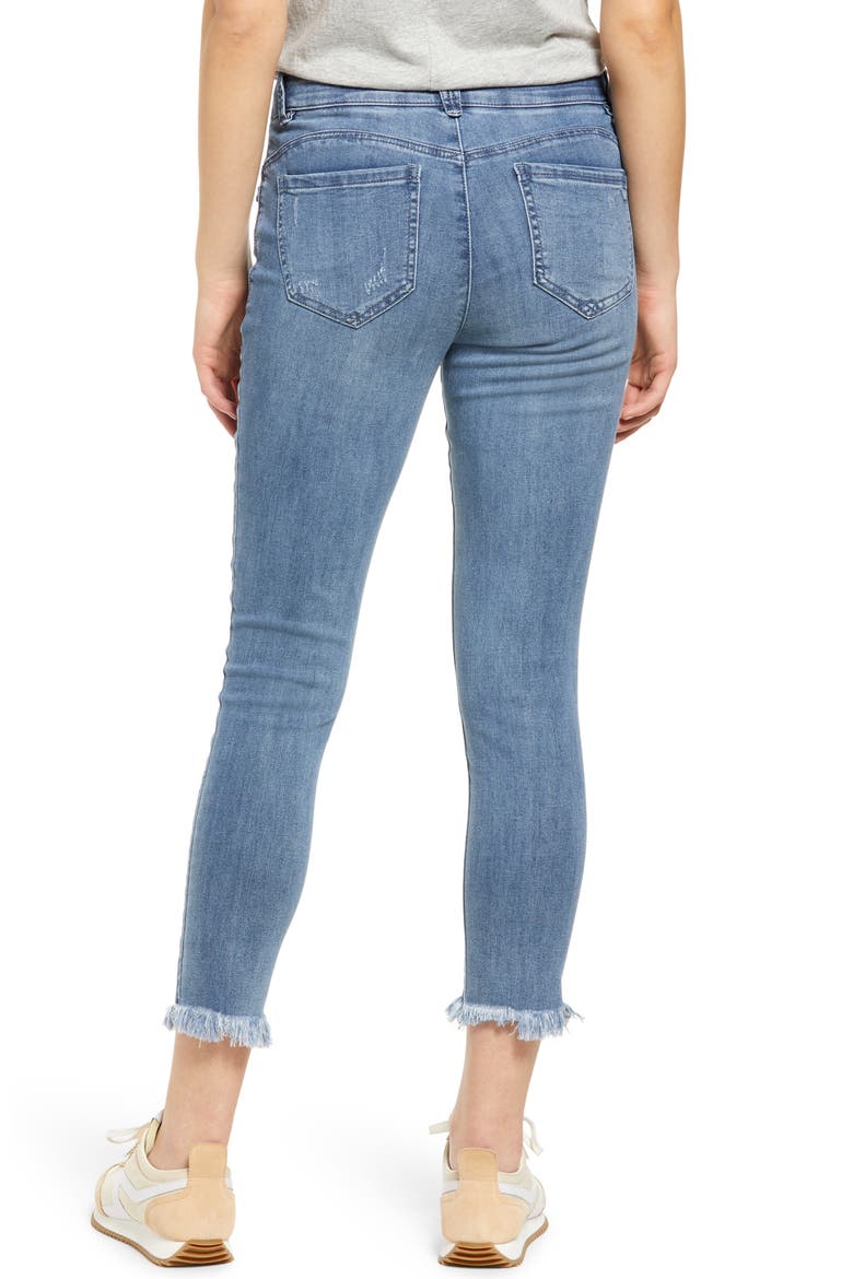 'Ab'Solution Chewed Hem Ankle Skinny Jeans (Nordstrom Exclusive), Alternate, color, LIGHT BLUE