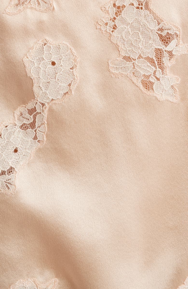 DÔEN Viviane Lace Trim Silk Satin Top, Alternate, color, Peach Sorbet