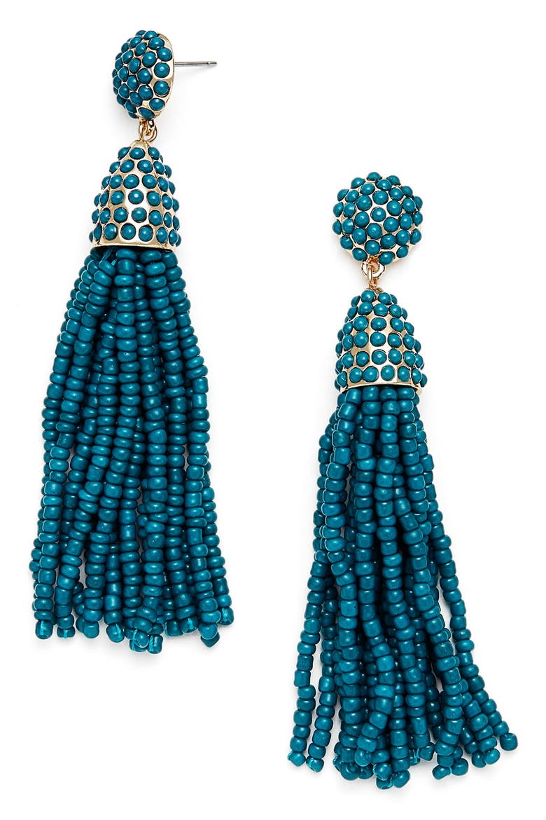 'Piñata' Tassel Earrings, Main, color, TEAL GREEN