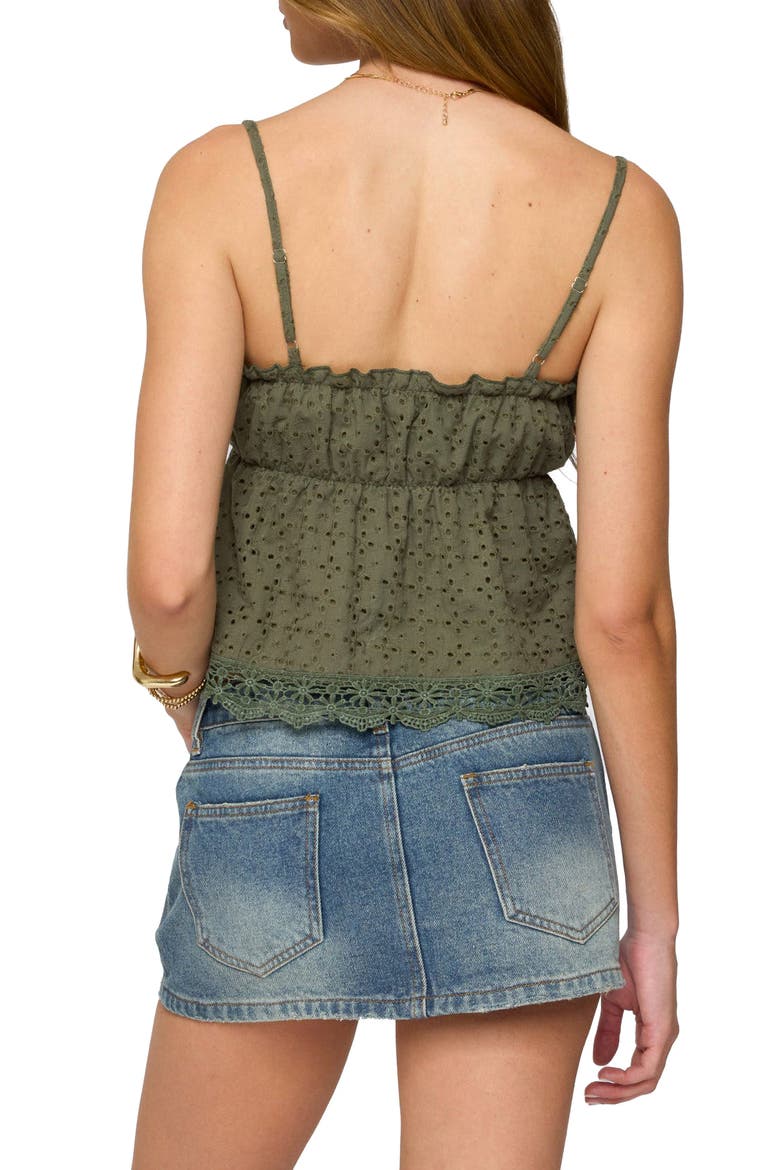 Orian Eyelet Cotton Babydoll Camisole, Alternate, color, OLIVE