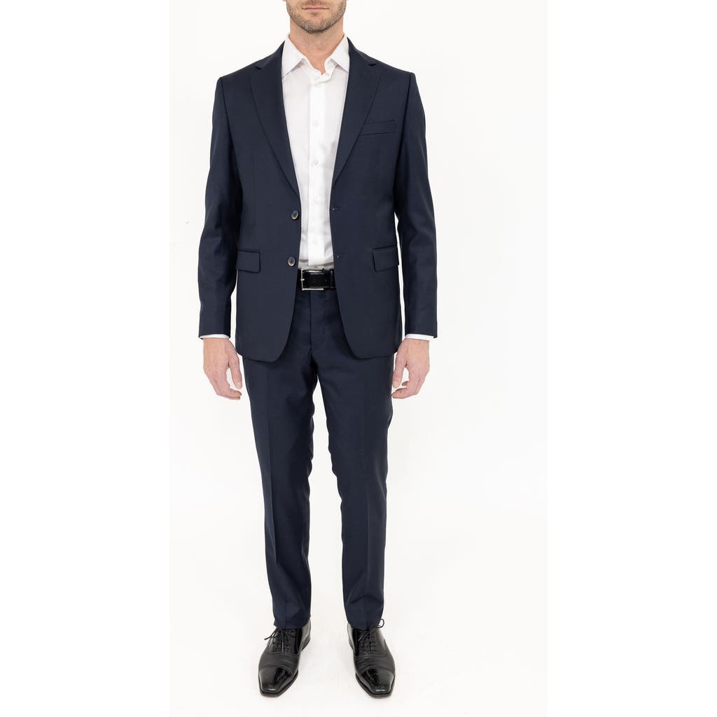 Pino By Pinoporte Solid Stretch Wool Suit In Blue