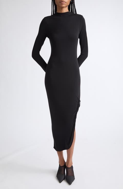 Twisted Drape Long Sleeve Jersey Dress