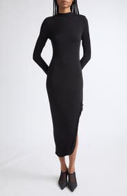 Alexander Wang Twisted Drape Long Sleeve Jersey Dress