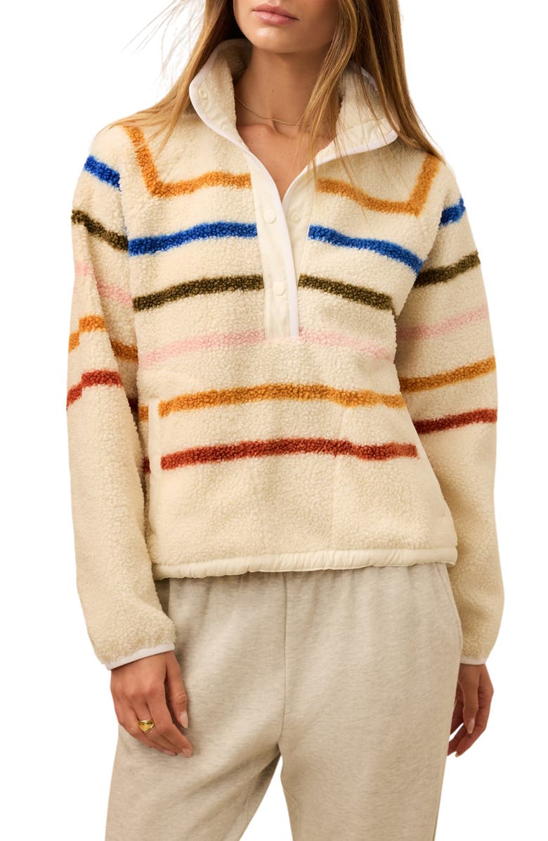Faherty Fireside Fleece Pullover Top, Main, color, Dream Fleece Stripe