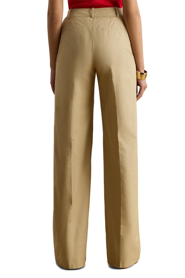 High Waist Wide Leg Cotton Twill Pants, Alternate, color, BIRCH TAN BEIGE