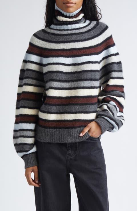 Danea Stripe Cashmere Blend Turtleneck Sweater