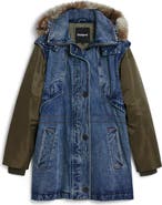 Desigual Denim Parka with Removable Hood & Sleeves