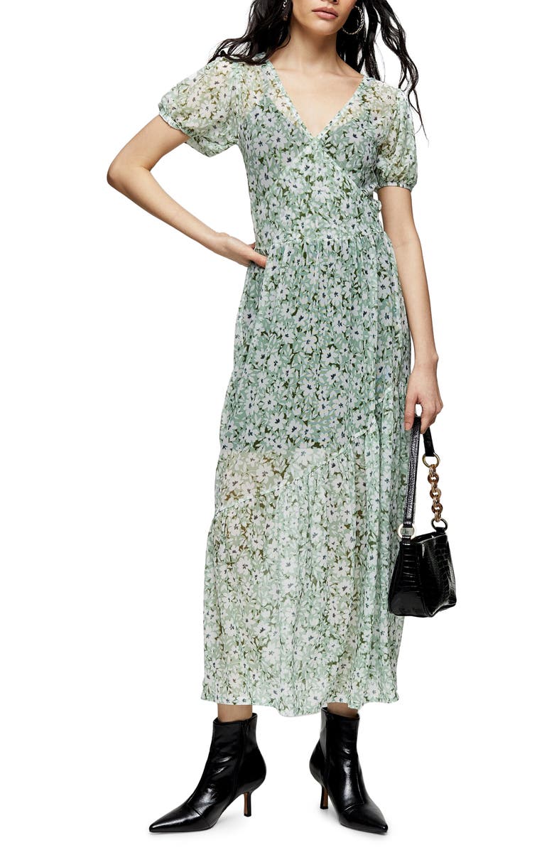 Topshop Daisy Mesh Midi Dress, Main, color, 