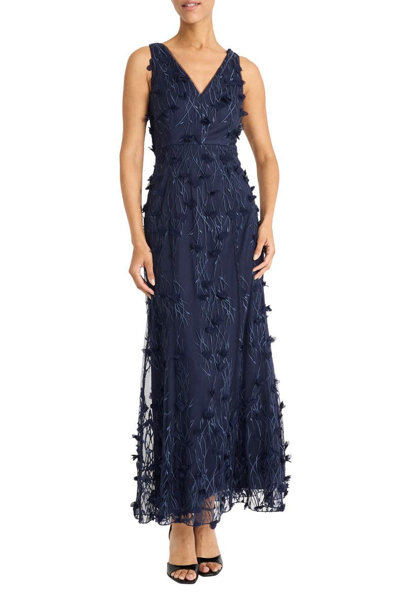 3D Embroidered Sleeveless Gown, Main, color, NAVY BLAZER